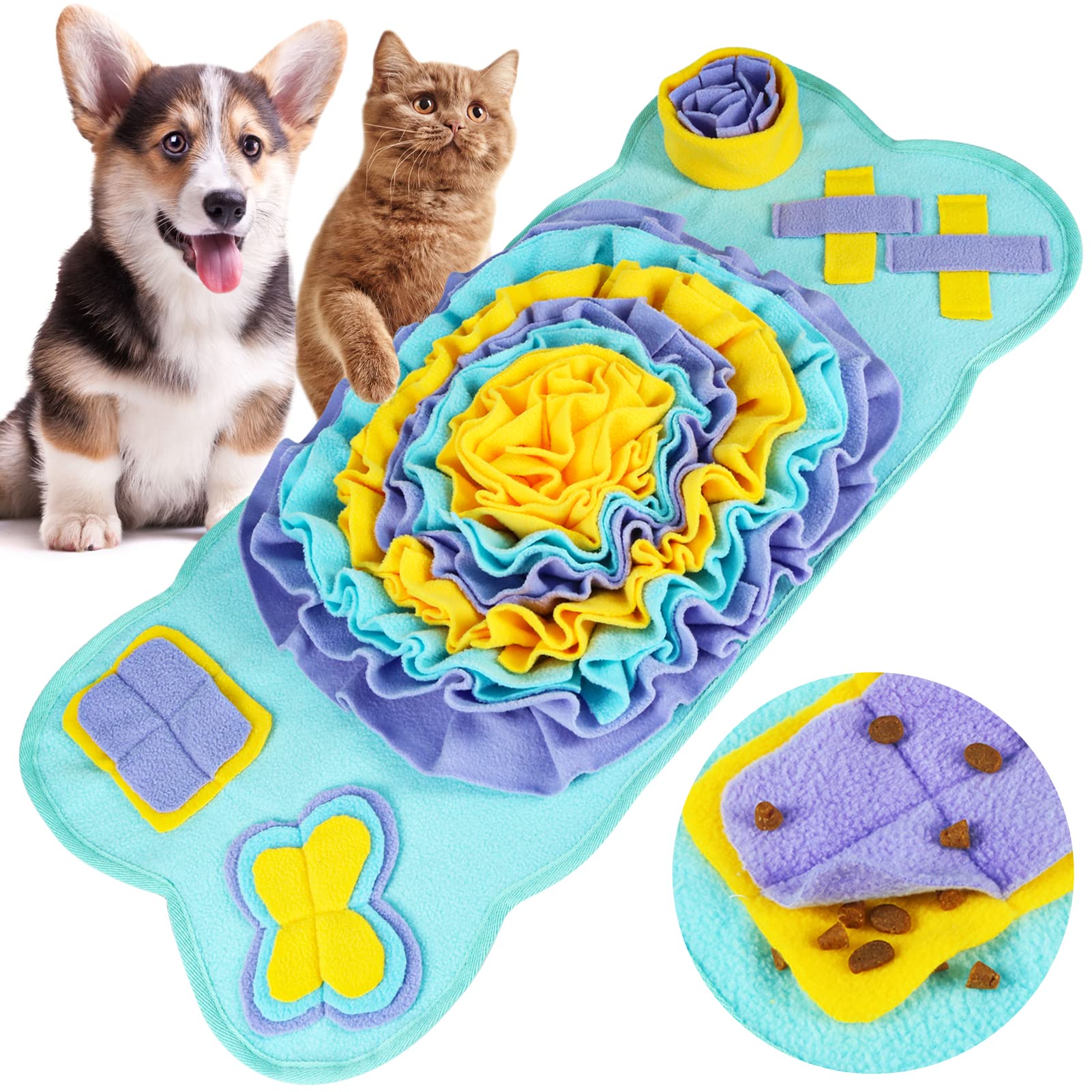 Vivifying Snuffle Mat for Dogs Soft Fleece Sniff Mat for Small Dogs and Cats Slow Eating and Keep Busy Dog Enrichment Toys to Help Mental Stimulation and Natural Foraging Skills