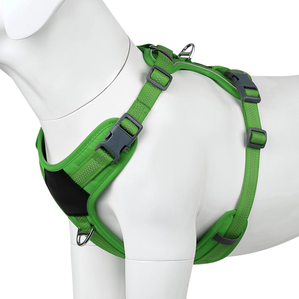 Plutus Pet No Pull Dog Harness Release at Neck Soft Padded Reflective Adjustable Dog Vest Harness for Small Medium Large Dogs(Green M)