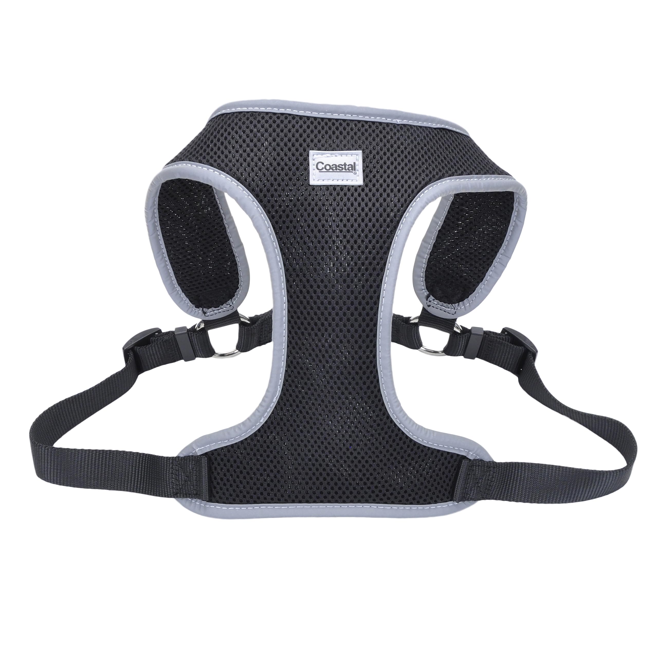 Coastal Pet Comfort Soft Reflective Wrap Adjustable Dog Harness - No-Pull Dog Harness for Small & Large Dogs - Black - 5/8" x 19"–23"