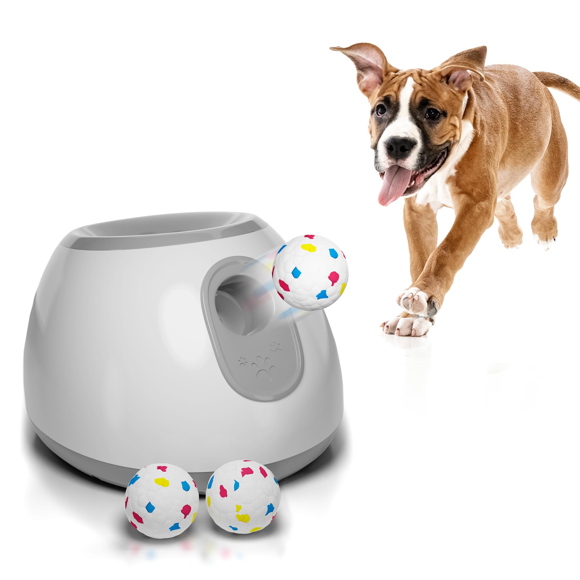 ABC PACK & SUPPLY Automatic Dog Ball Launcher. Indoor Outdoor Interactive Dog Fetch Machine with 3 Balls. Auto Ball Thrower for Dogs & Puppies Distance 10ft 20ft 30ft. Tennis Ball Launcher