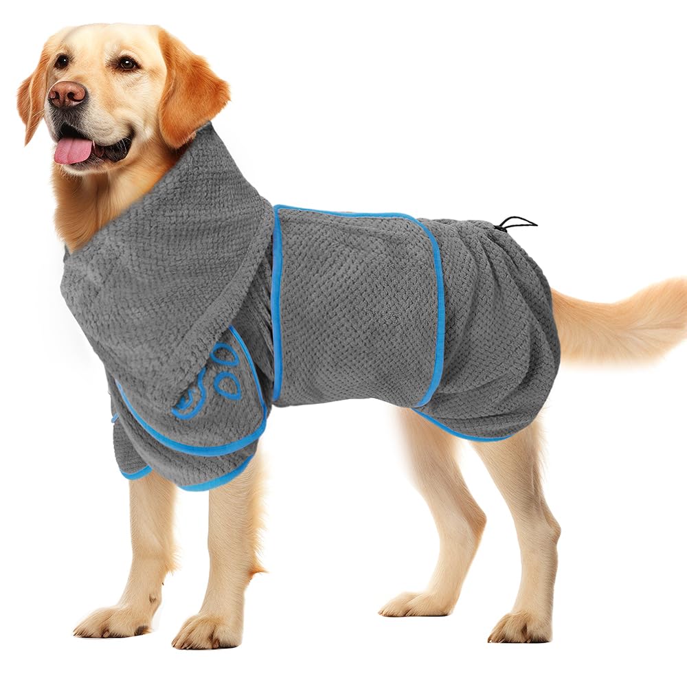 AUTOWT Dog Bathrobe Towel - Super Absorbent Dog Drying Coat Warming Bath Robes for After Bath Shower Swim Walk for Small Medium Large Dogs Cats Pet