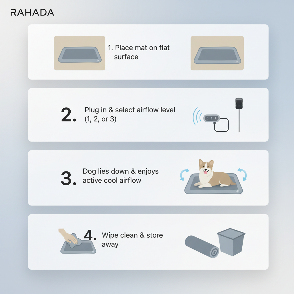 RAHADA Electric Cooling Mat 4-Step Usage Guide