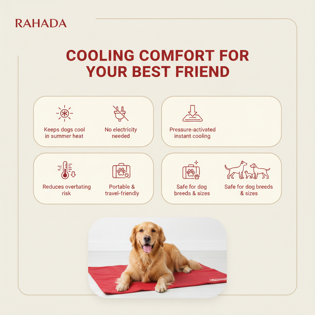 RAHADA Dog Cooling Mat Benefits Infographic